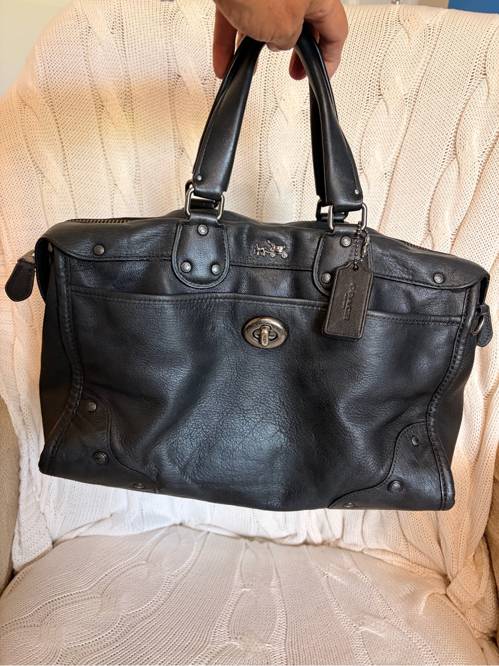 Coach Rhyder Satchel Soft Black Leather Gunmetal Hardware - Picture 2 of 12